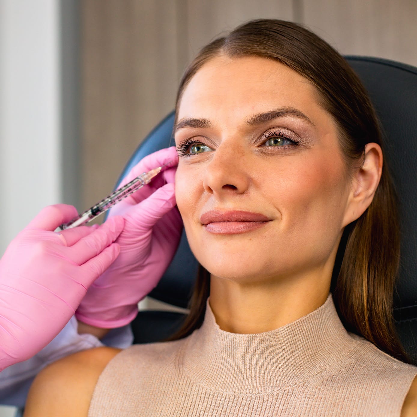 Woman during injectable treatment